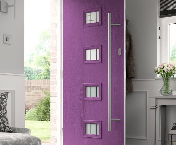 distinction purple door opening into a home