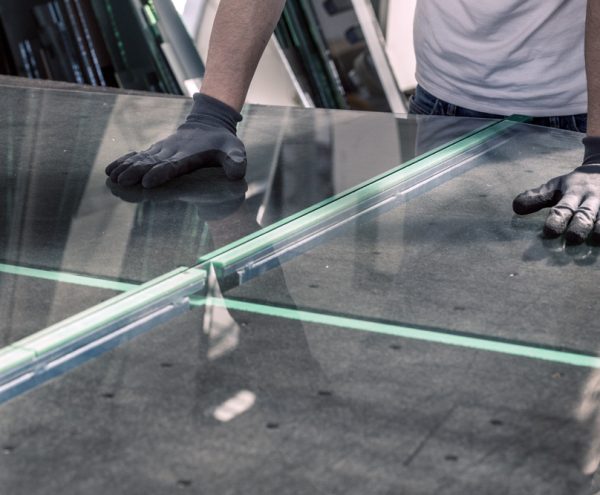 Replacement Glass Being Cut